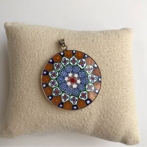Millefiori Gilt 925 AMV Antica Murrina Venezia Handmade Murano Glass Pendant